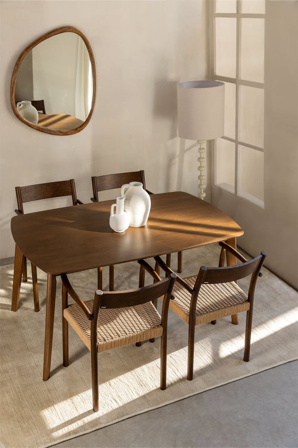 Eettafel Japandi in Elbahout nieuw in doos 150x90, Ophalen, Japandi, Nieuw, 50 tot 100 cm