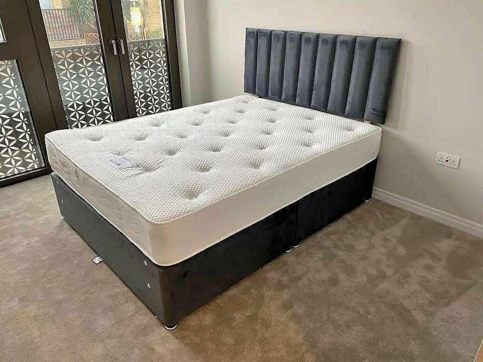 Vente urgente : Lit complet neuf avec matelas neuf (160x200), Ophalen of Verzenden, 200 cm, Grijs, 160 cm