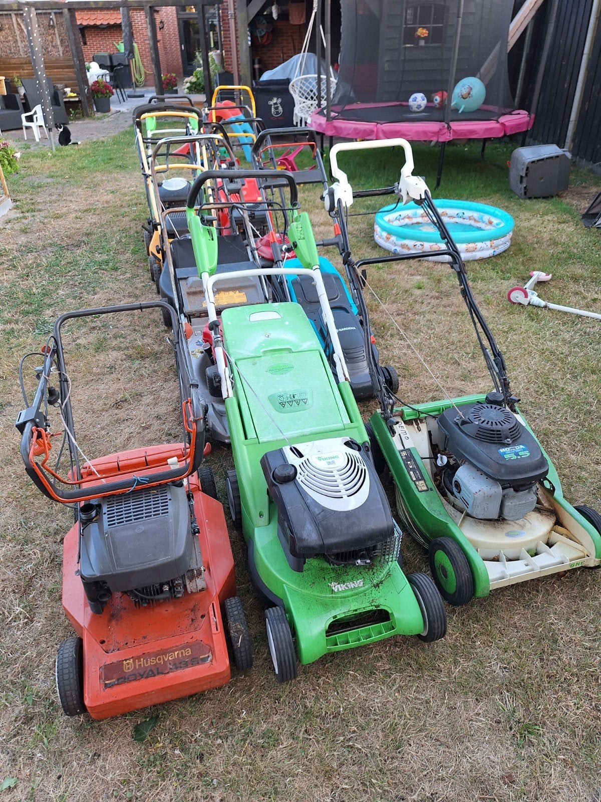 Diverse opknap grasmaaiers te koop - Benzine en Elektrisch, Tuin en Terras, Grasmaaiers, Ophalen, Cirkelmaaier, Gebruikt, Opvangbak