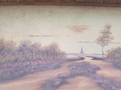 schilderij moeras met kerk, Ophalen of Verzenden, 'T Olde Gre-j, Info@toldegrej.nl, Endepoelstraat 20f Didam