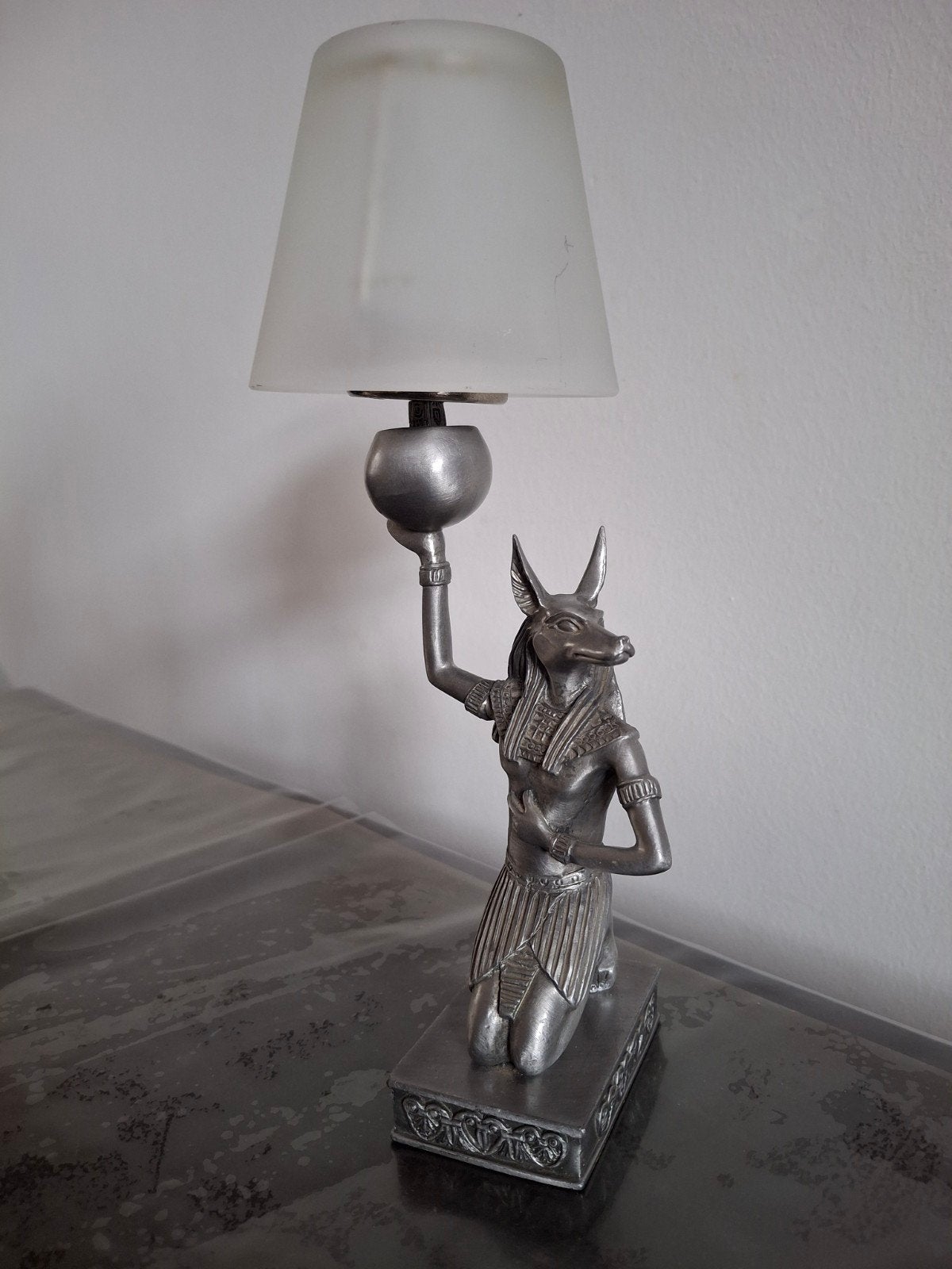 Mooi 'Lampje' / theelicht houder Egyptische godheid Anubis, Ophalen of Verzenden, Gebruikt