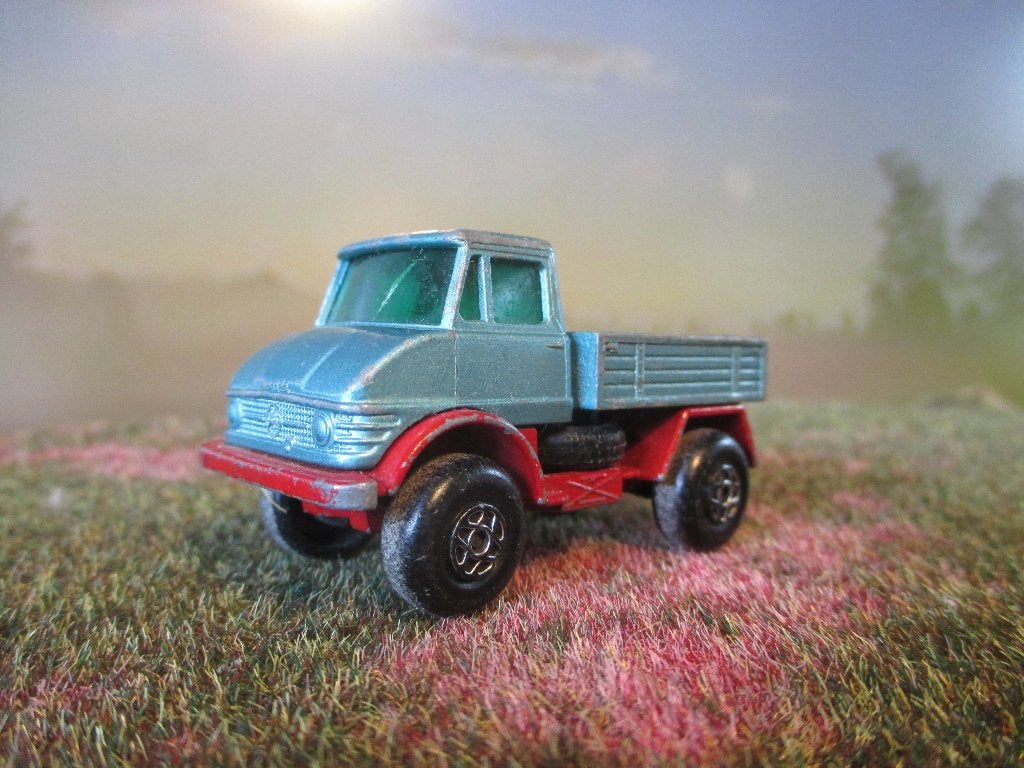 1:69 Mercedes Benz Unimog Matchbox Superfast 1972 met.-blauw, Ophalen of Verzenden, Gebruikt, Auto