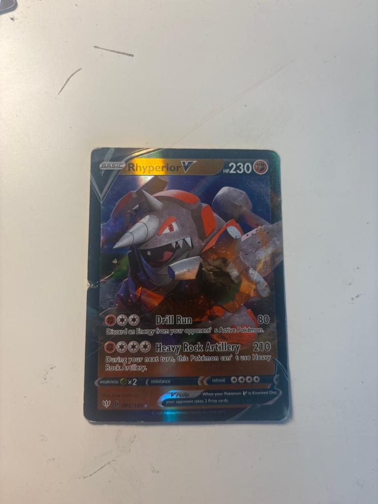 Pokémon Kaart Rhyperior V - Basic - 230 HP, Ophalen of Verzenden, Gebruikt, Losse kaart, Foil