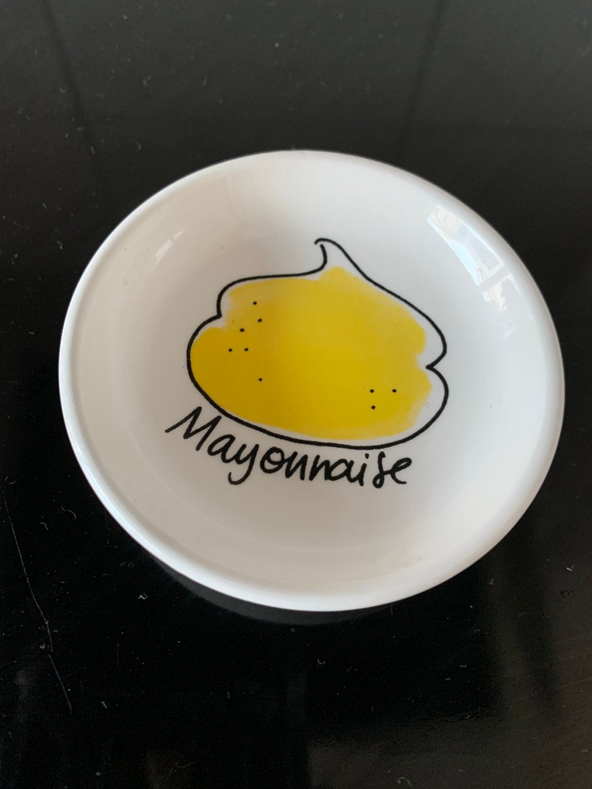 Blond schaaltje mayonaise, Ophalen