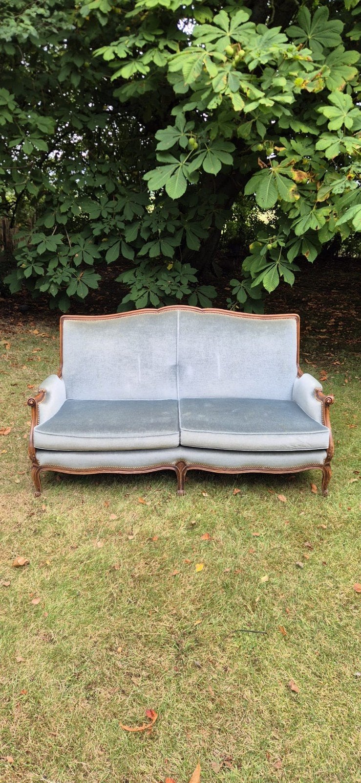 Antiek bankstel | blauw | velours | trouw bankje, Antiek en Kunst, Antiek | Meubels | Stoelen en Banken, Ophalen