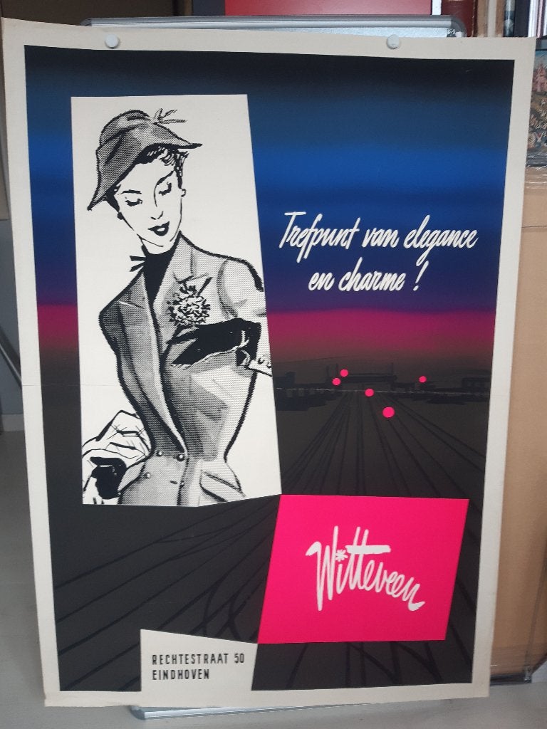 Originele Poster Witteveen Damesmode Eindhoven, Ophalen of Verzenden, A1 t/m A3, Reclame, Rechthoekig Staand