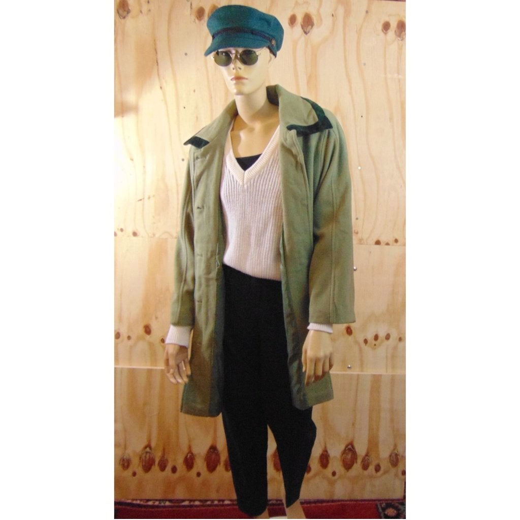 Vintage groene wollen jas maat 40, Kleding | Dames, Maat 38/40 (M), Verzenden, Zo goed als nieuw, Vintage