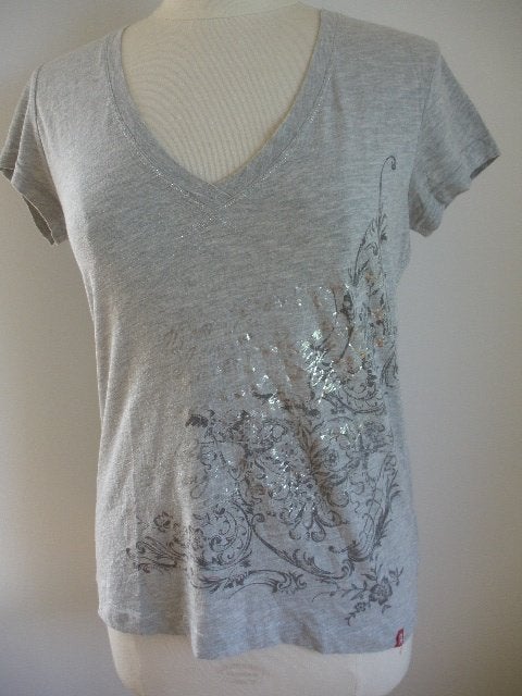 ESPRIT t- shirt licht grijs met zilveren text maat M, Maat 38/40 (M), Ophalen of Verzenden, Zo goed als nieuw, Korte mouw