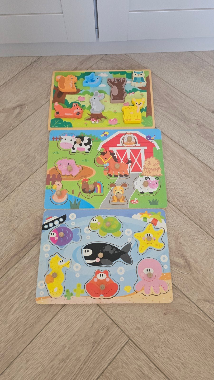 Houten Puzzels voor Kinderen - Boerderij, Bos & Zee, Ophalen, 2 tot 4 jaar, Gebruikt, Van hout