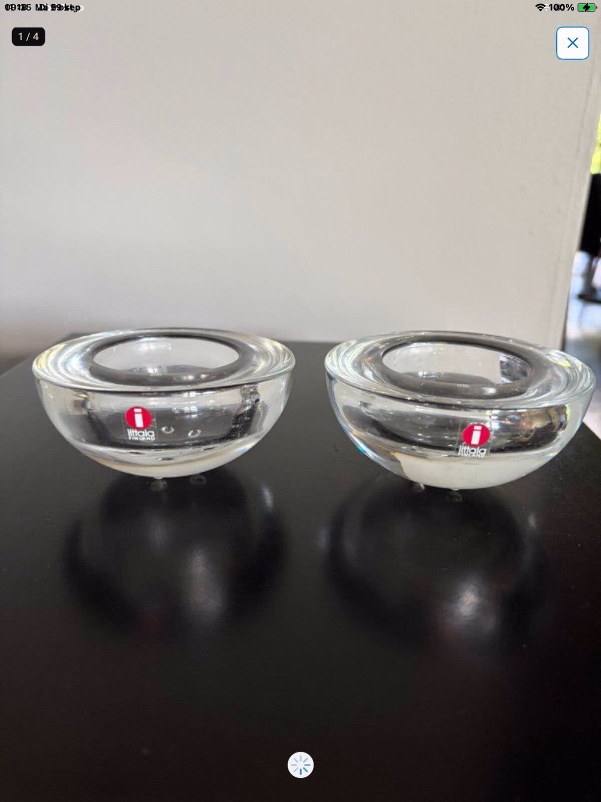 Iittala Aslak – Tapio Wirkkala – set van 2 vintage kandelaar, Verzenden, Kandelaar, Iittala, Glas