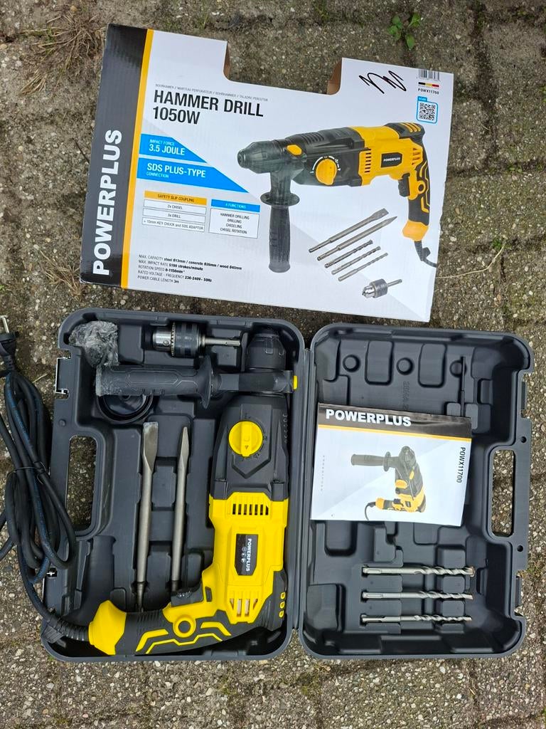 Powerplus Boorhamer 1050W (zgan), Ophalen of Verzenden, Zo goed als nieuw, Boor- en/of Breekhamer