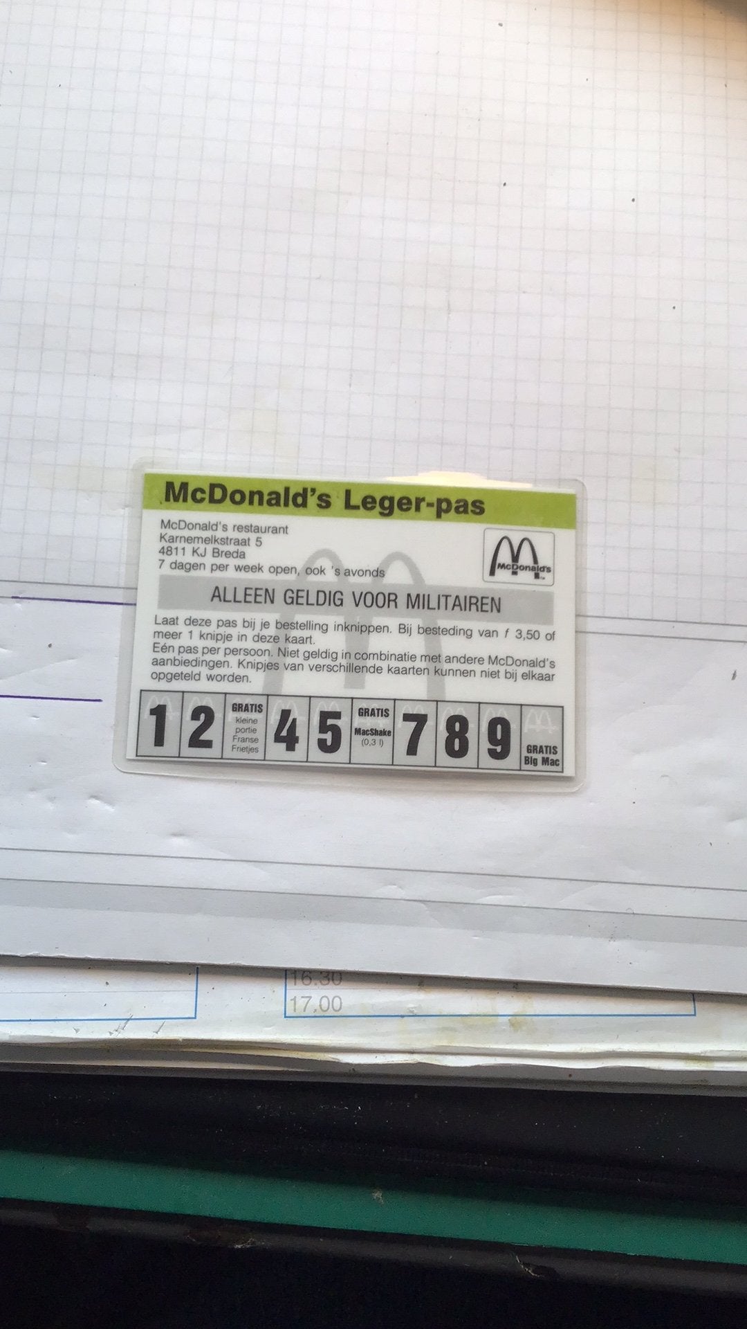 Mc Donald Leger-pas, Ophalen of Verzenden, Landmacht, Nederland, Overige typen