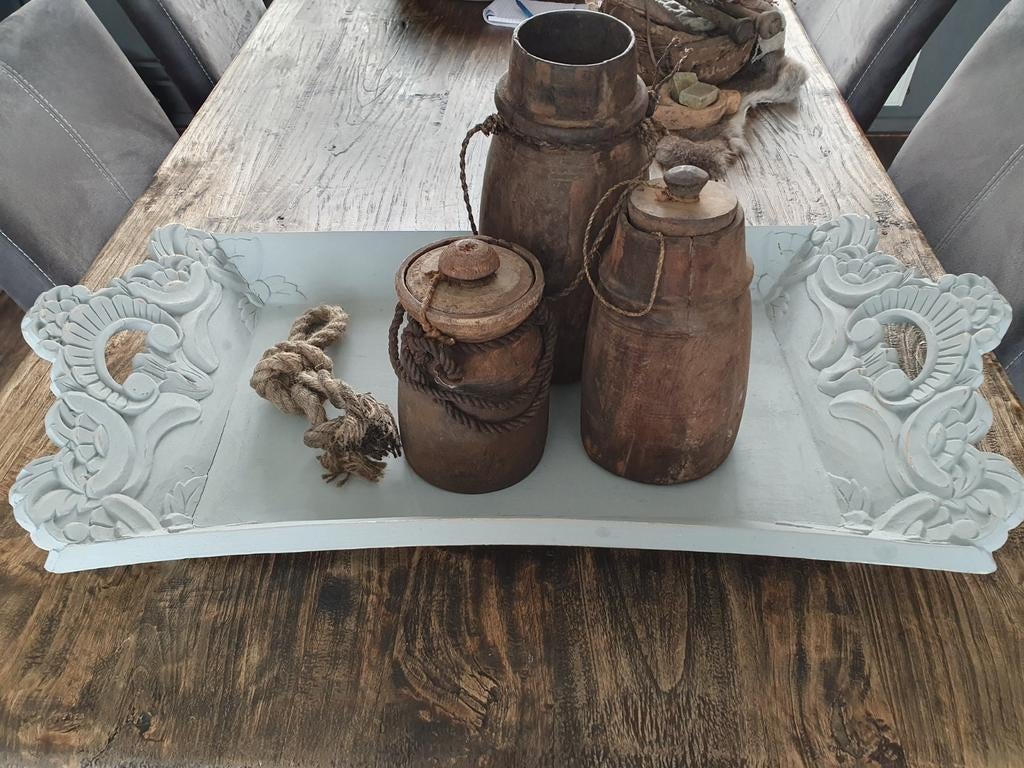Mooi brocante landelijk dienblad, Ophalen, Rechthoekig, Hout