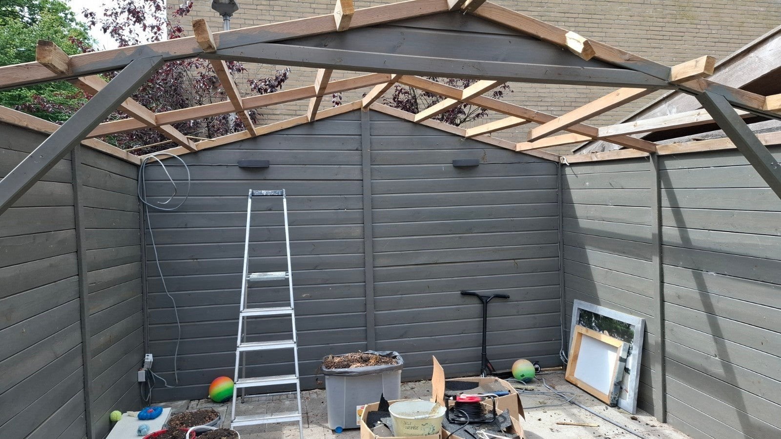 gratis afhalen. overkapping/ schutting, Ophalen, Gebruikt, Hout