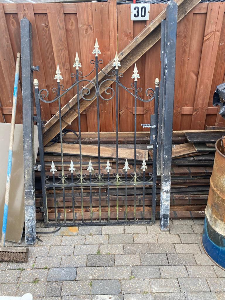 Tuinpoort ijzer met palen, Tuin en Terras, 100 tot 150 cm, Ophalen of Verzenden, IJzer, 200 cm of meer