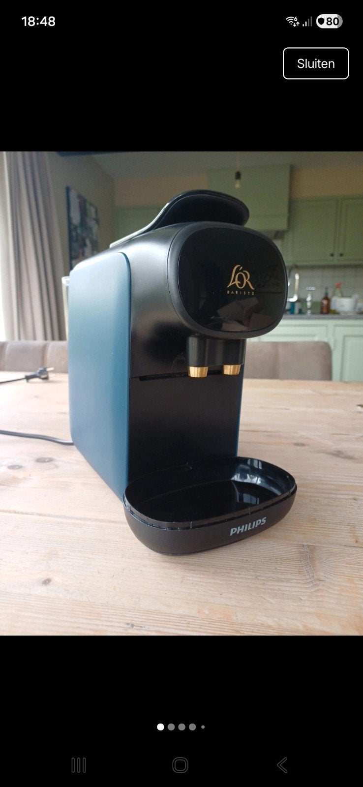 Philips L'OR Barista Koffiemachine - Blauw/Zwart, Witgoed en Apparatuur, Gebruikt, Koffiemachine, Ophalen of Verzenden, Koffiepads en cups