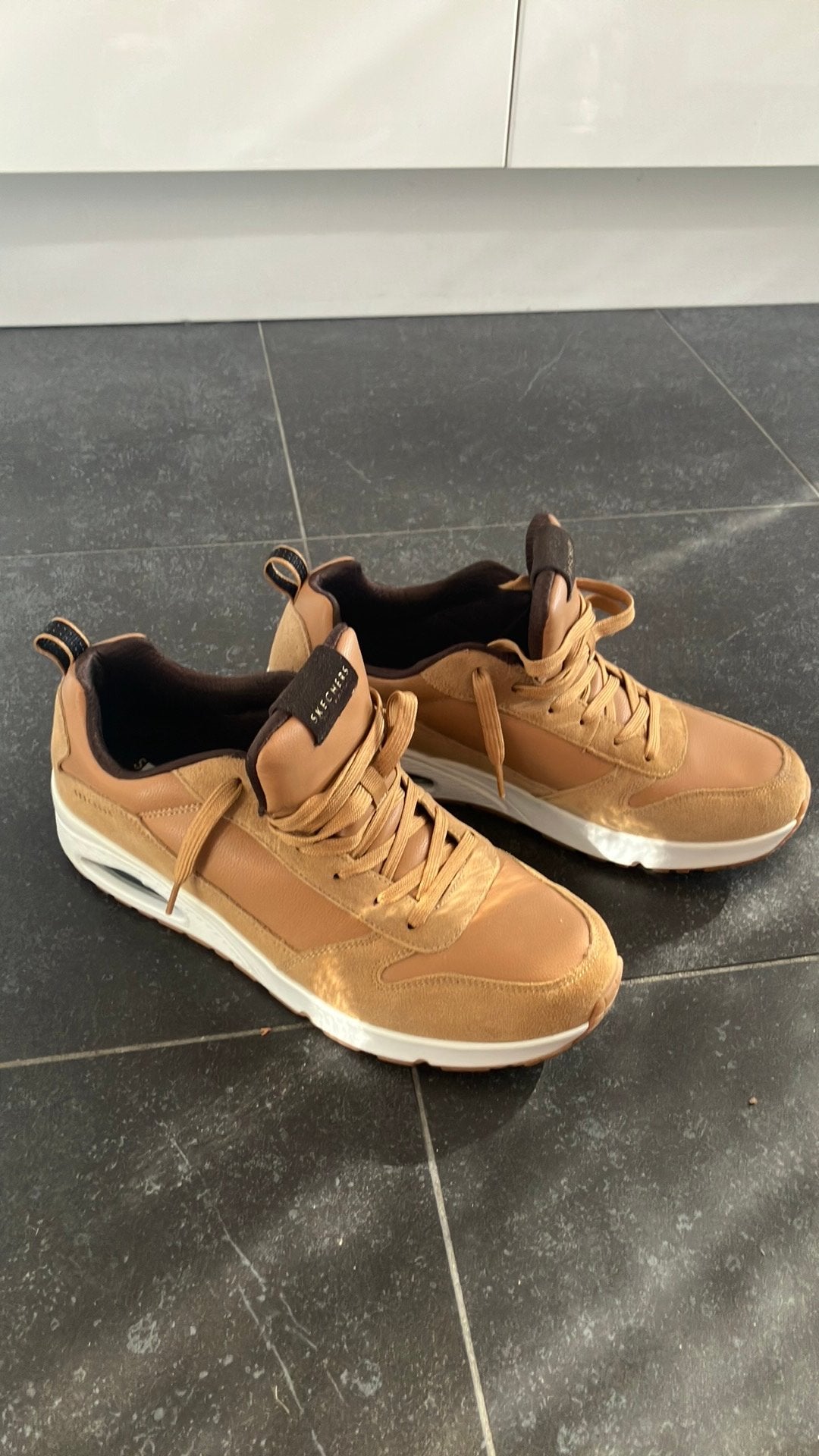 Lederen skechers maat 47, nieuw, Ophalen, Bruin, Sneakers of Gympen, Zo goed als nieuw