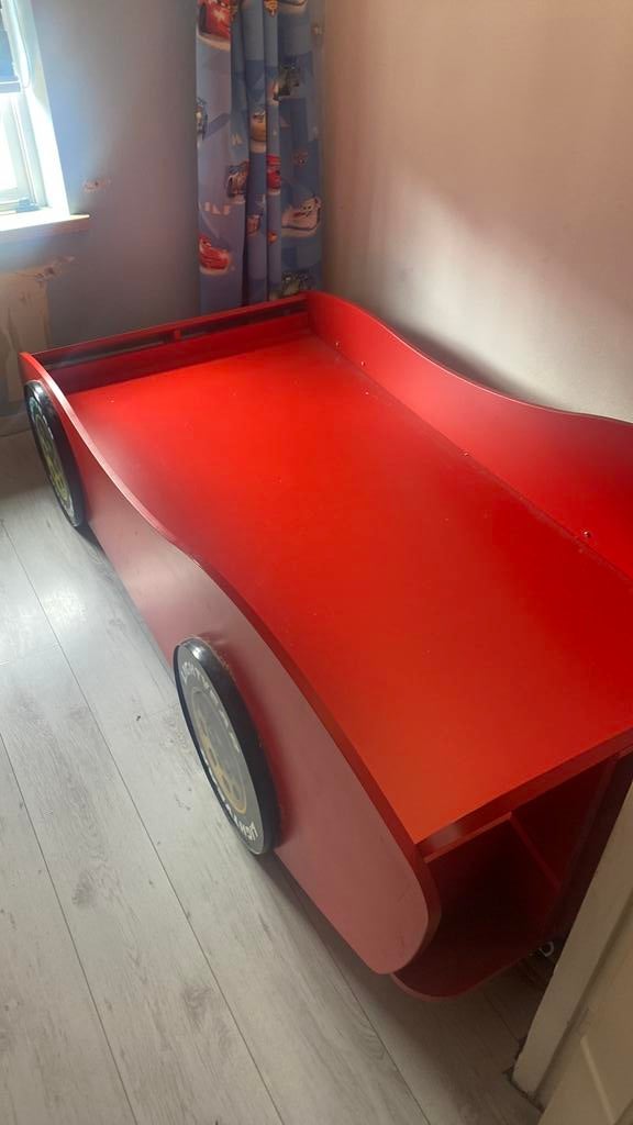 Auto bed rood, Huis en Inrichting, Slaapkamer | Bedden, Ophalen, Eenpersoons, Auto bed, 190 cm of minder