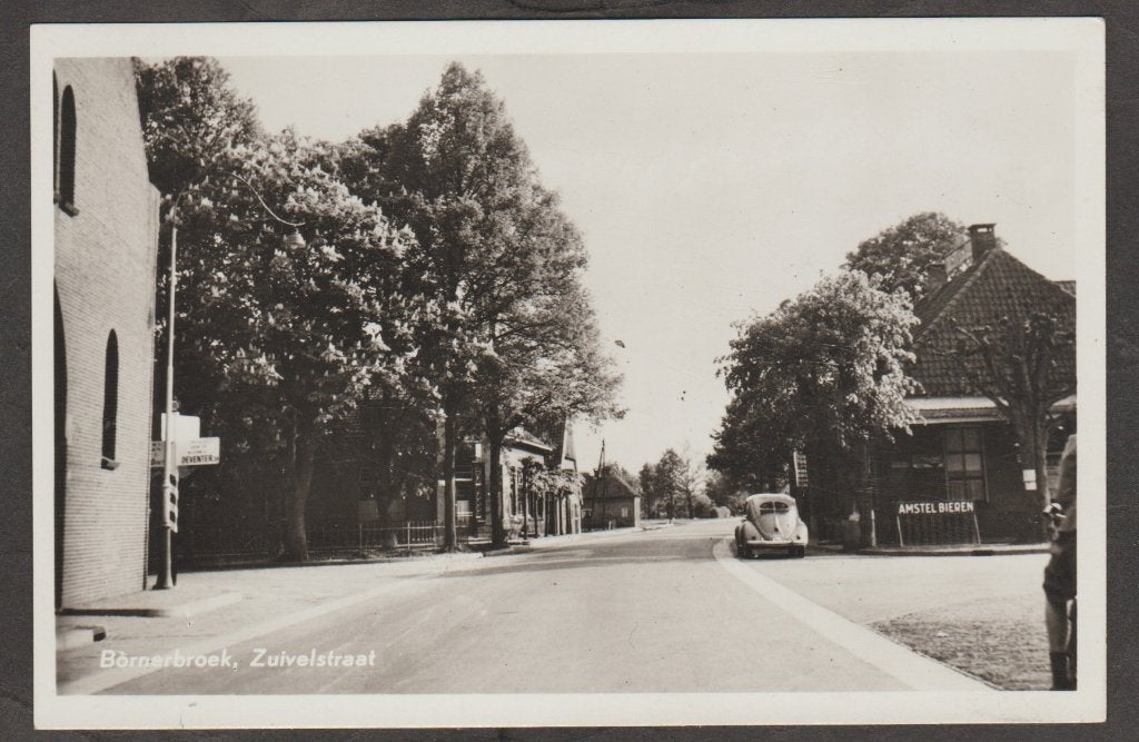 bornerbroek  zuivelstraat met  auto, Verzenden, 1940 tot 1960, Gelopen, Overijssel