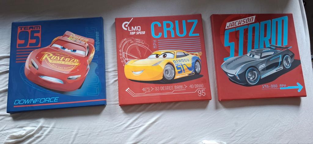 3 Disney Cars Canvas Schilderijen, Ophalen, Minder dan 50 cm, Schilderij, Minder dan 50 cm