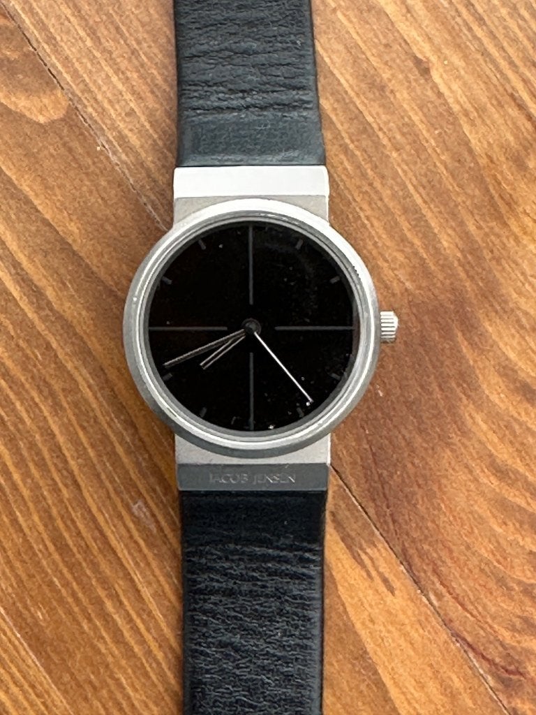 horloge. Jacob Jensen, Sieraden, Tassen en Uiterlijk, Horloges | Dames, Leer, Staal, Polshorloge, Zo goed als nieuw