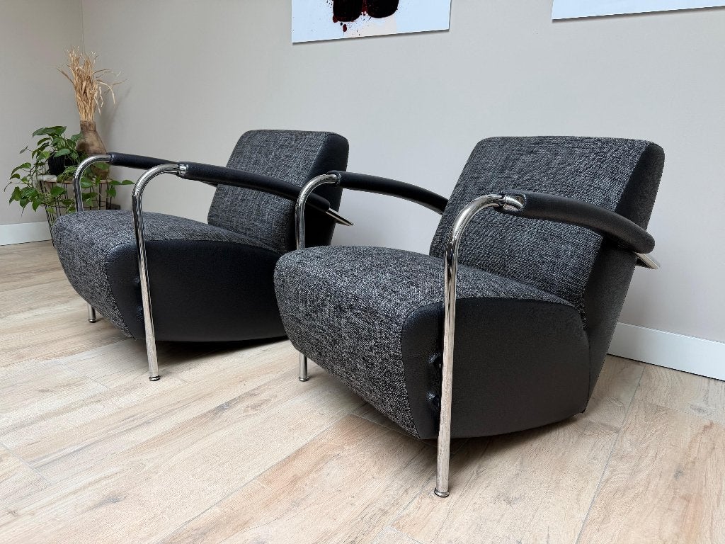 Leolux Scylla – set van 2 – Nieuwstaat, Ophalen, Leer, 75 tot 100 cm, Zo goed als nieuw