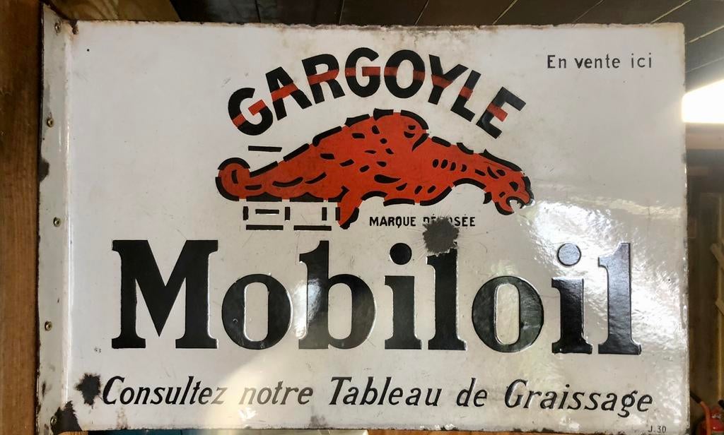 Mobiloil emaillebord 1930, Ophalen of Verzenden, Gebruikt, Reclamebord