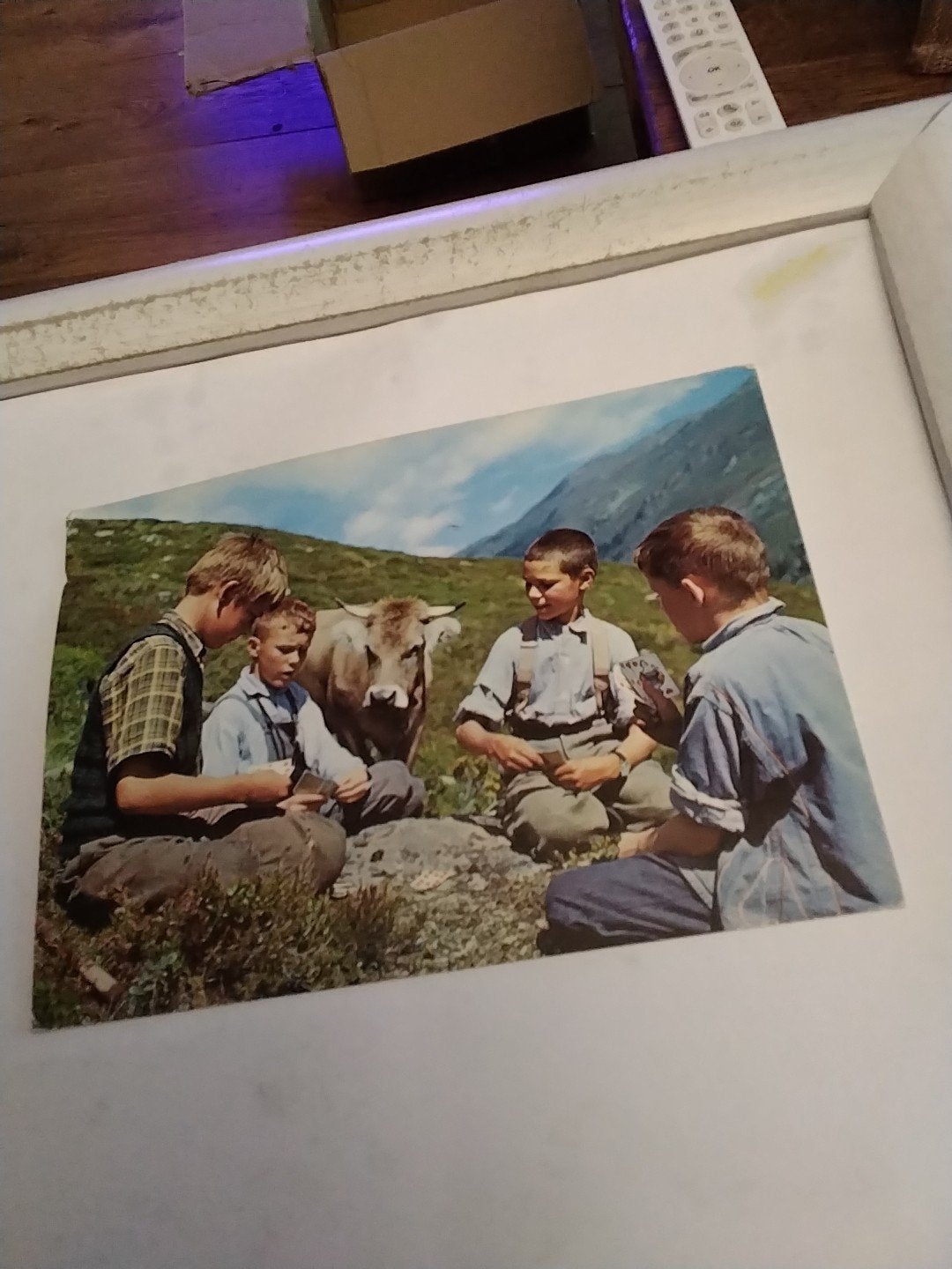 Zwitserse Ansichtkaart: Herdersjongens bij Jass met koe, Ophalen of Verzenden, 1940 tot 1960, Gelopen, Natuur