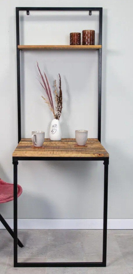 Wandtafel mangohout, Ophalen, Overige typen, Hout, Industrieel