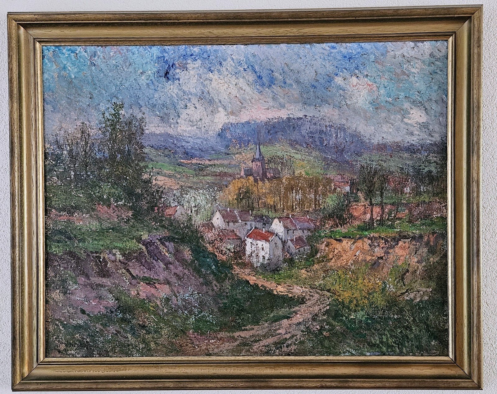 Schilderij W. Neuhof - landschap 90x70 cm, Ophalen, Doek, Realistisch, Origineel werk