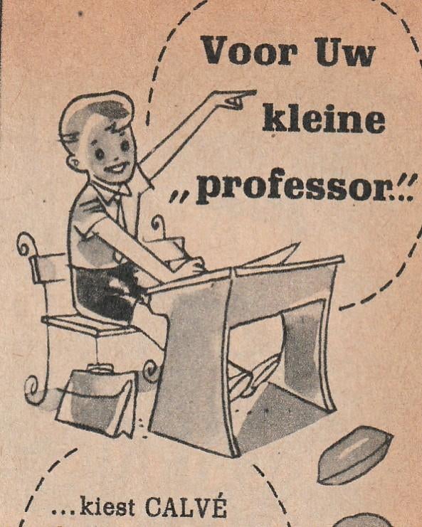 Retro reclame 1955 Calvé pindakaas jongetje op school, Verzenden, Overige typen