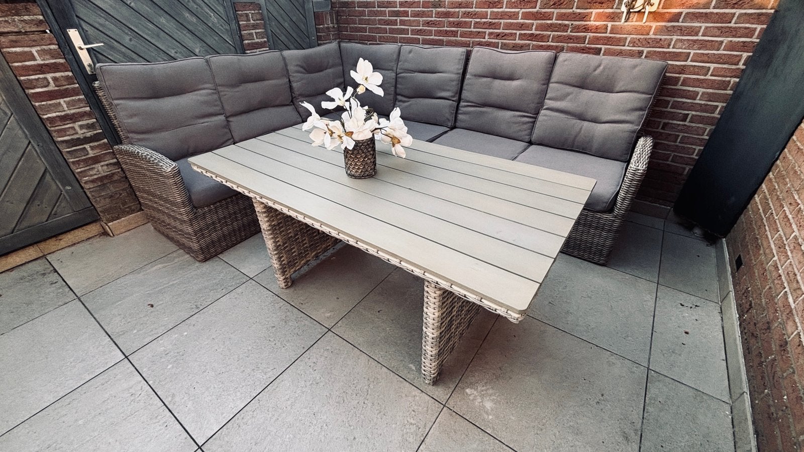 Loungeset diningset tuinset wicker, Tuin en Terras, Tuinmeubel-accessoires, Ophalen, Gebruikt