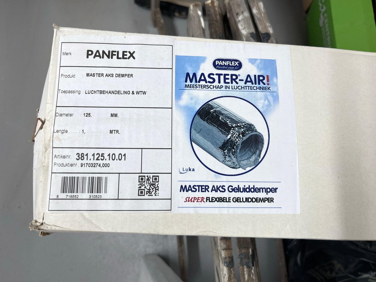 Panflex Master AKS Geluiddemper 125mm - Nieuw in doos, Ophalen, Nieuw, Afzuiger