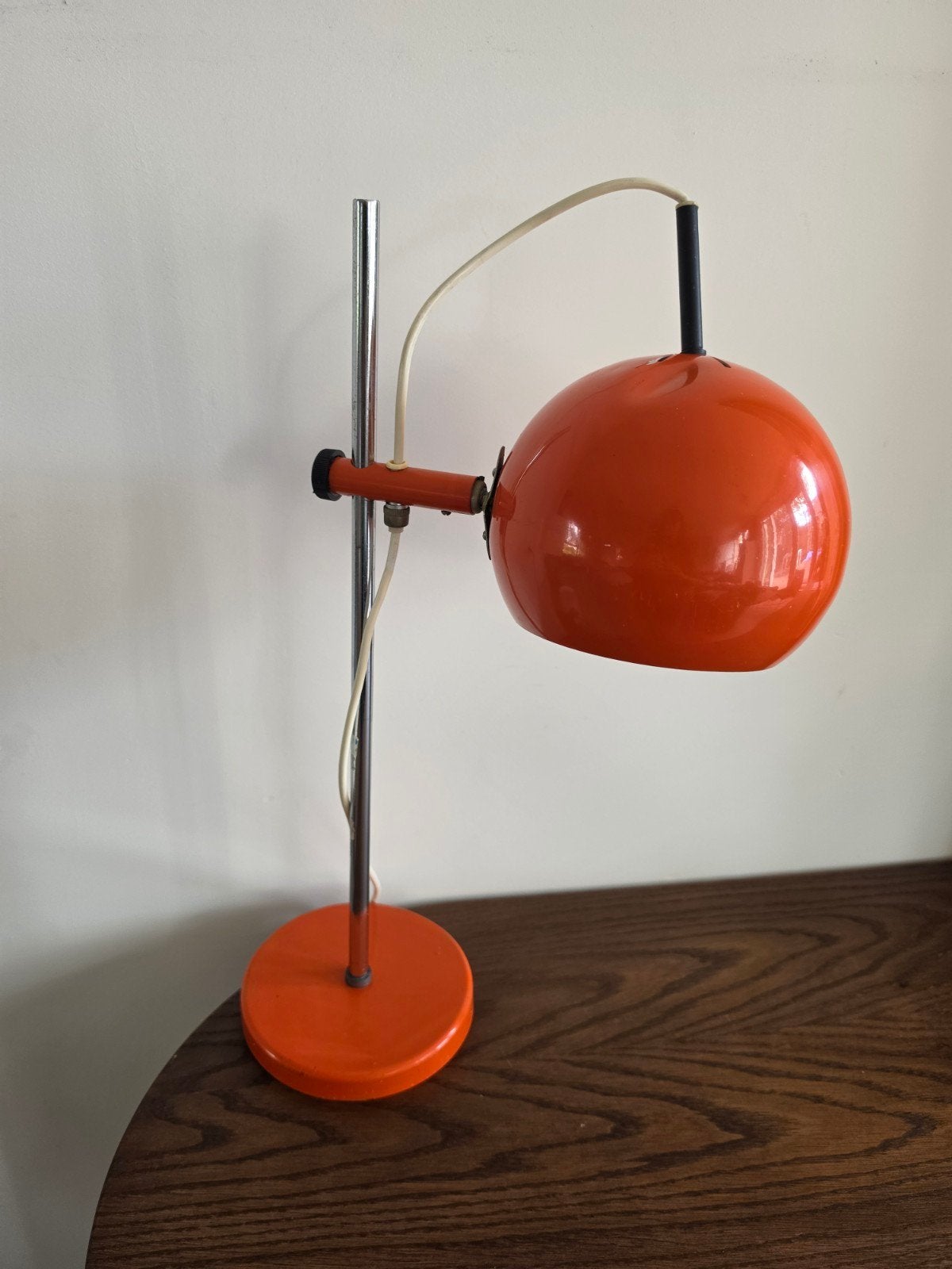 spaceage bollamp oranje vintage tafellamp orange, Huis en Inrichting, Lampen | Tafellampen, Gebruikt, Vintage, Oranje, Ophalen of Verzenden