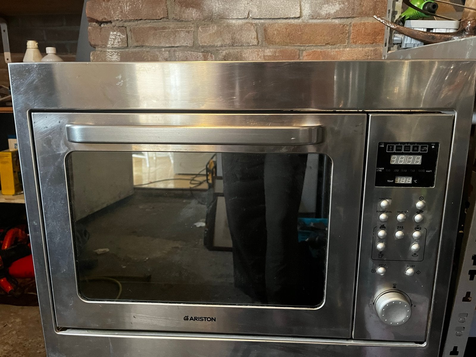 Ariston Combimagnetron - RVS - Inbouw, Combimagnetron, Gebruikt, 60 cm of meer, Grill