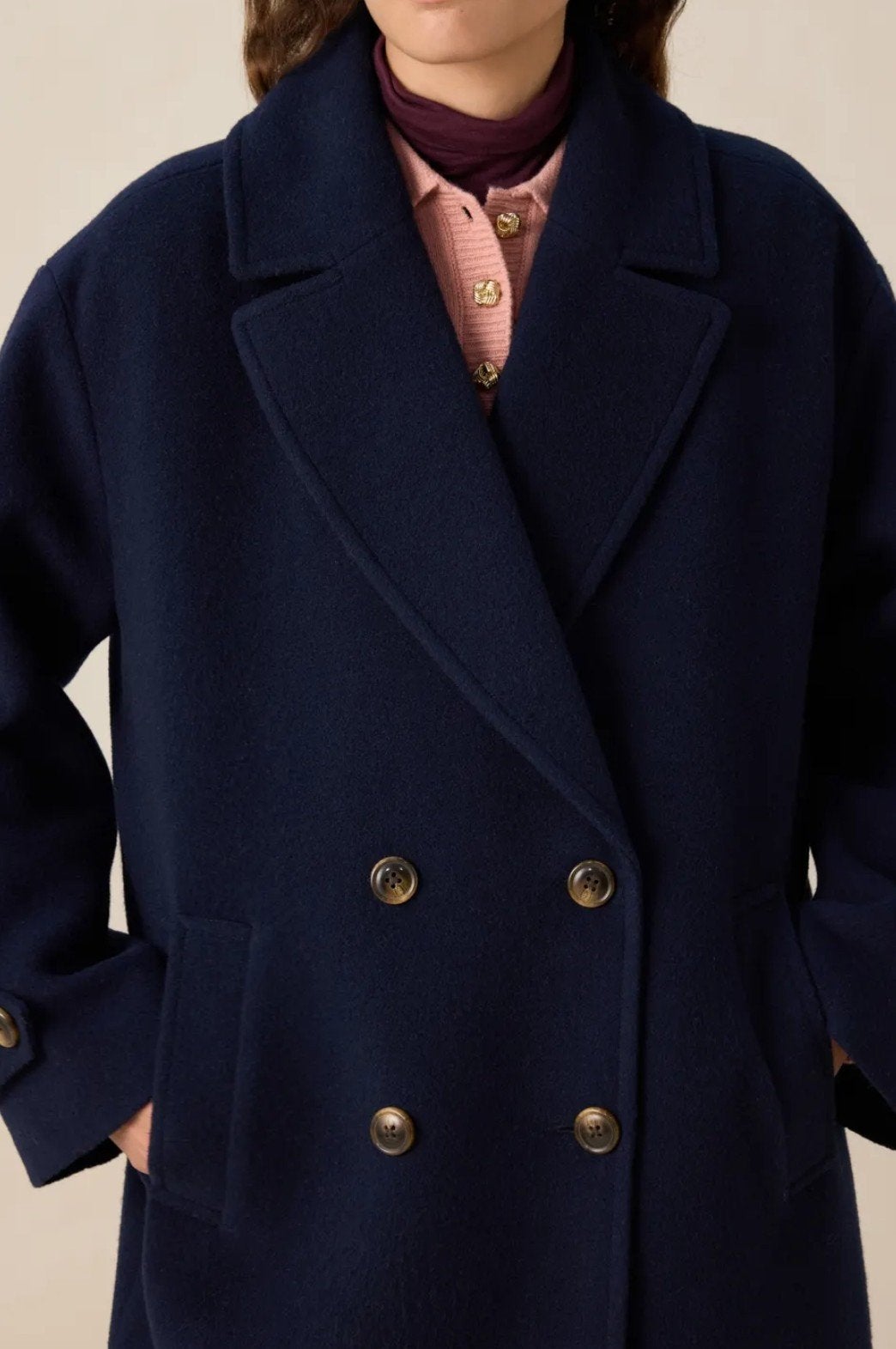 nieuw met prijskaartje, gave half langs wollen Sissy Boy jas, Maat 38/40 (M), Blauw, Nieuw, Ophalen of Verzenden