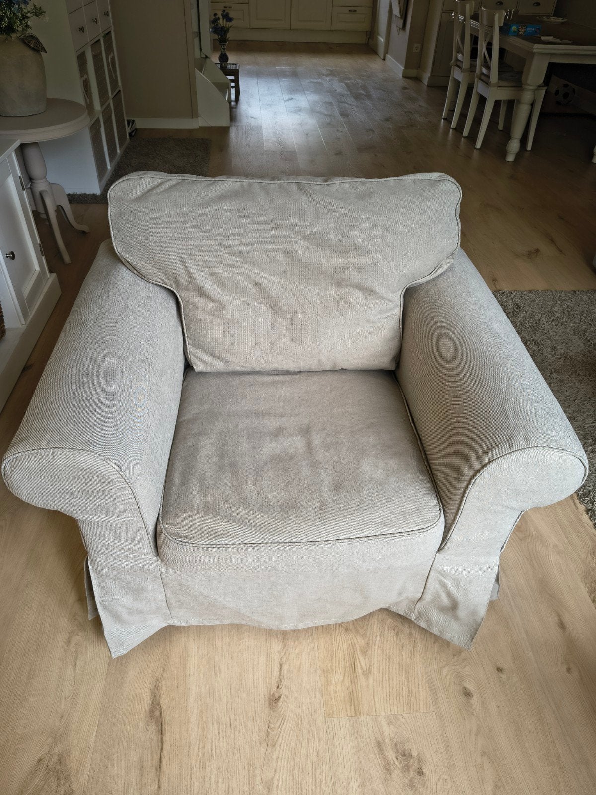 te koop ektorp fauteuil ikea nordvalla donkerbeige, Ophalen, Gebruikt, 75 tot 100 cm, Stof