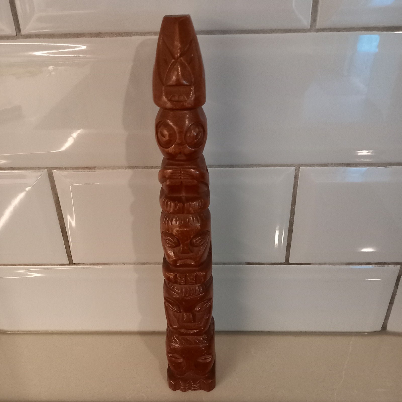 Vintage houten model totempaal – Noord-Amerikaanse inheemse, Antiek en Kunst, Kunst | Niet-Westerse kunst, Ophalen of Verzenden
