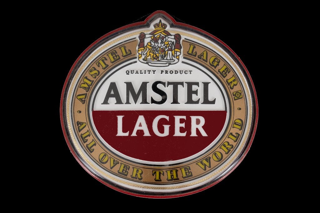 Amstel Lager lichtbakje, Ophalen of Verzenden, Zo goed als nieuw, Reclamebord, Plaat of Schild, Amstel