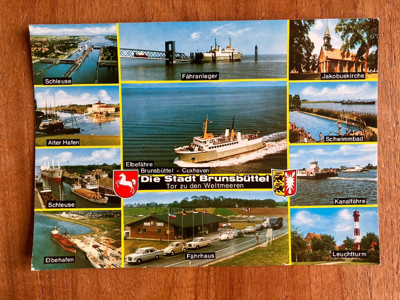 Schepen bij Brunsbüttel - Tor zu den Weltmeeren, Ophalen of Verzenden, Gebruikt, Motorboot, Kaart, Foto of Prent