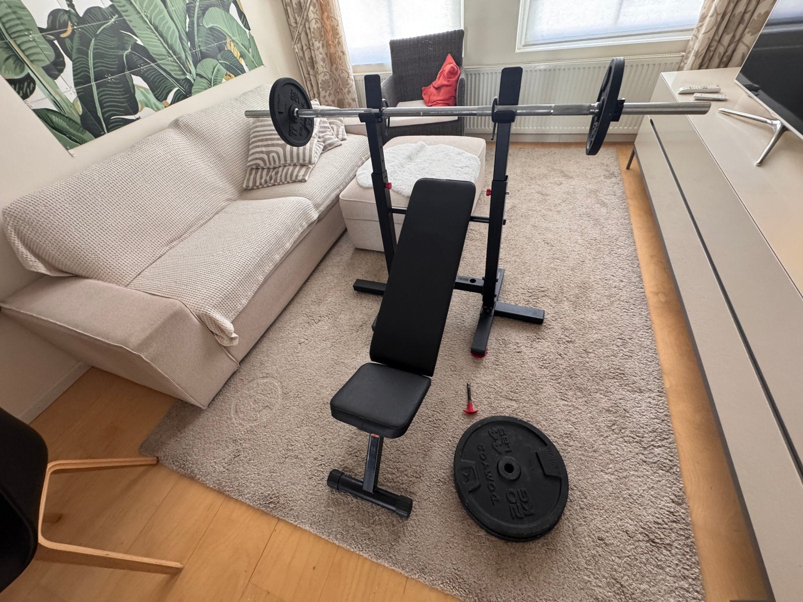 Compacte Halterbank Corength plus gewichten, Sport en Fitness, Ophalen, Gebruikt, Metaal, Krachtstation