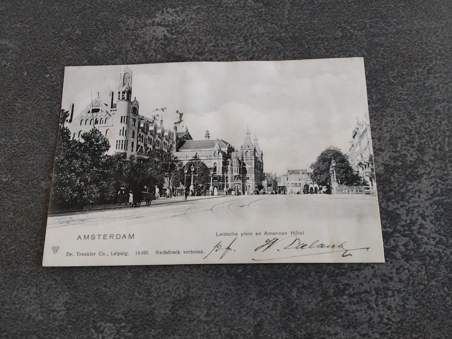 Amsterdam Leidsche plein en American Hotel ca 1900, Verzamelen, Ophalen of Verzenden, Voor 1920, Gelopen, Noord-Holland