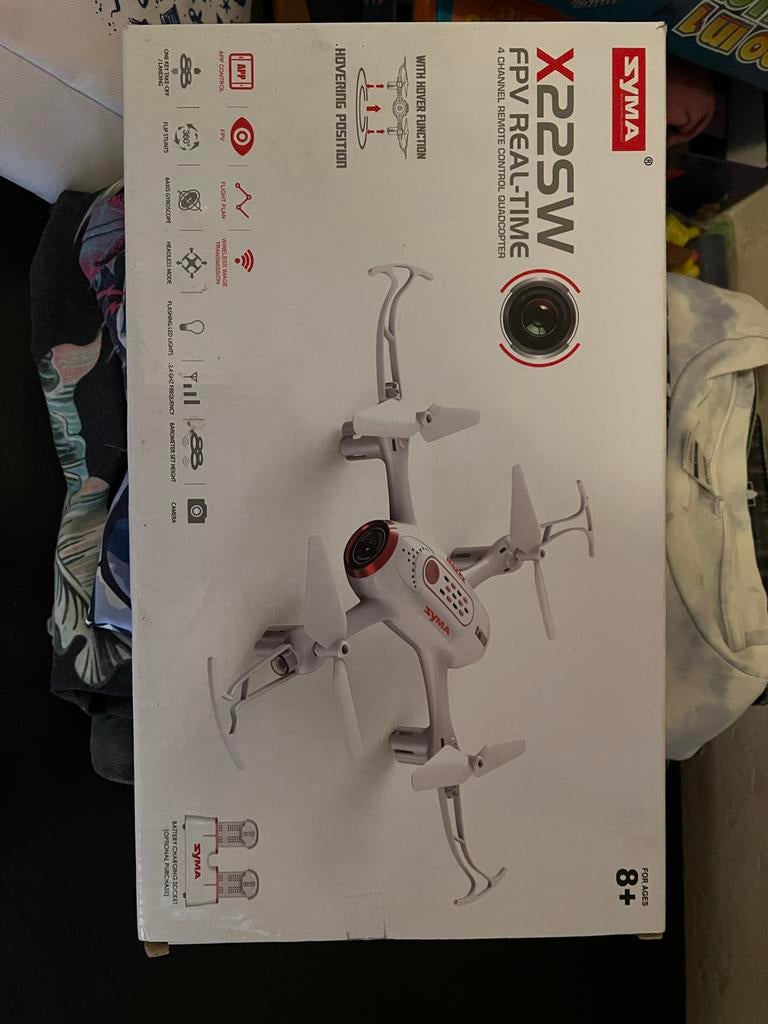 Syma X225W FPV Real-Time Drone met Camera, Audio, Tv en Foto, Drones, Basiskwaliteit, Syma, Minder dan 100 meter, Zo goed als nieuw