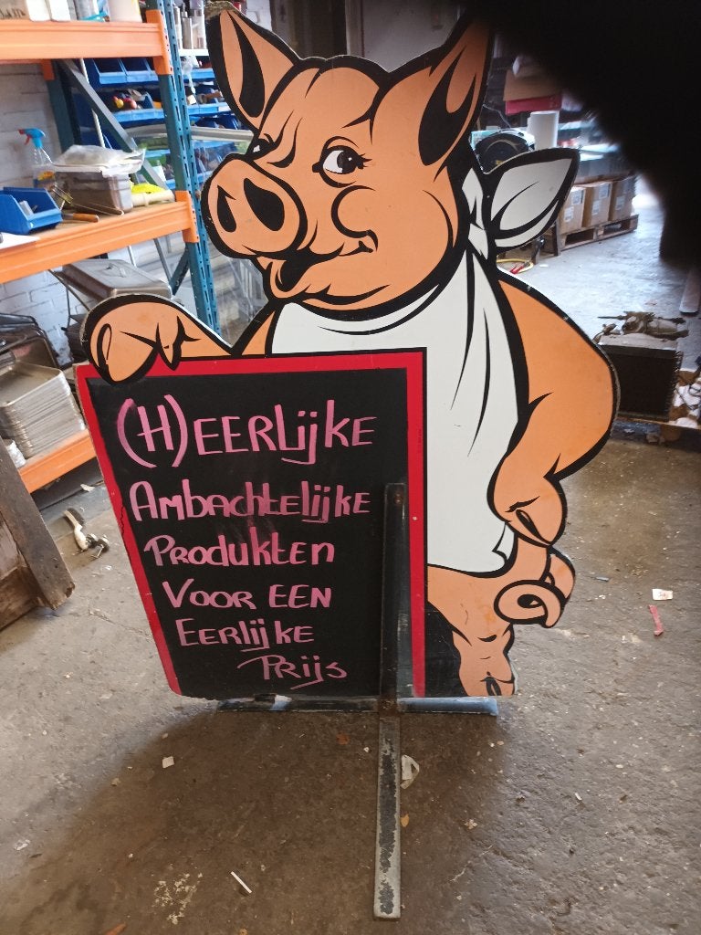 Reclamebord Met de afbeelding van een varken., Ophalen of Verzenden, Gebruikt, 25 tot 50 cm, 100 tot 150 cm