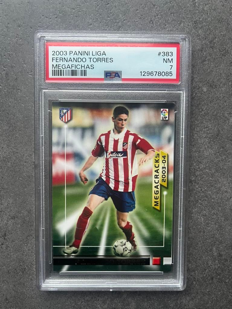2003 Panini Liga Fernando Torres Megafichas PSA 7 Rookie, Hobby en Vrije tijd, Stickers en Plaatjes, Verzenden, Zo goed als nieuw