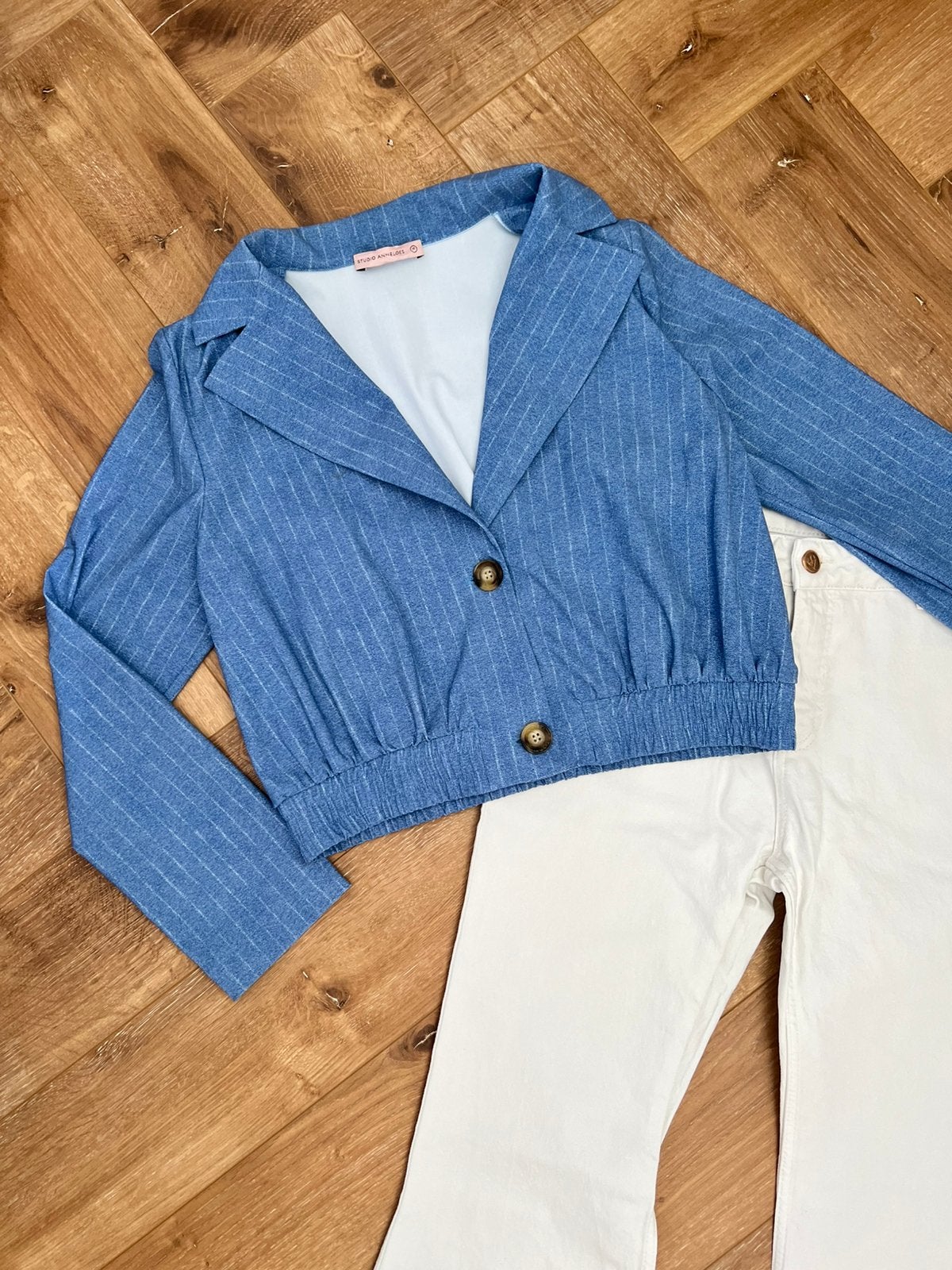 Studio anneloes set M ruby blazer jasje & denim spijkerbroek, Maat 38/40 (M), Blauw, Ophalen of Verzenden, Zo goed als nieuw