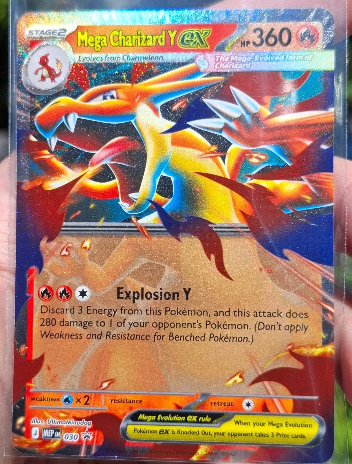Mega Charizard Y ex PROMO pokemonkaart!, Ophalen of Verzenden, Zo goed als nieuw