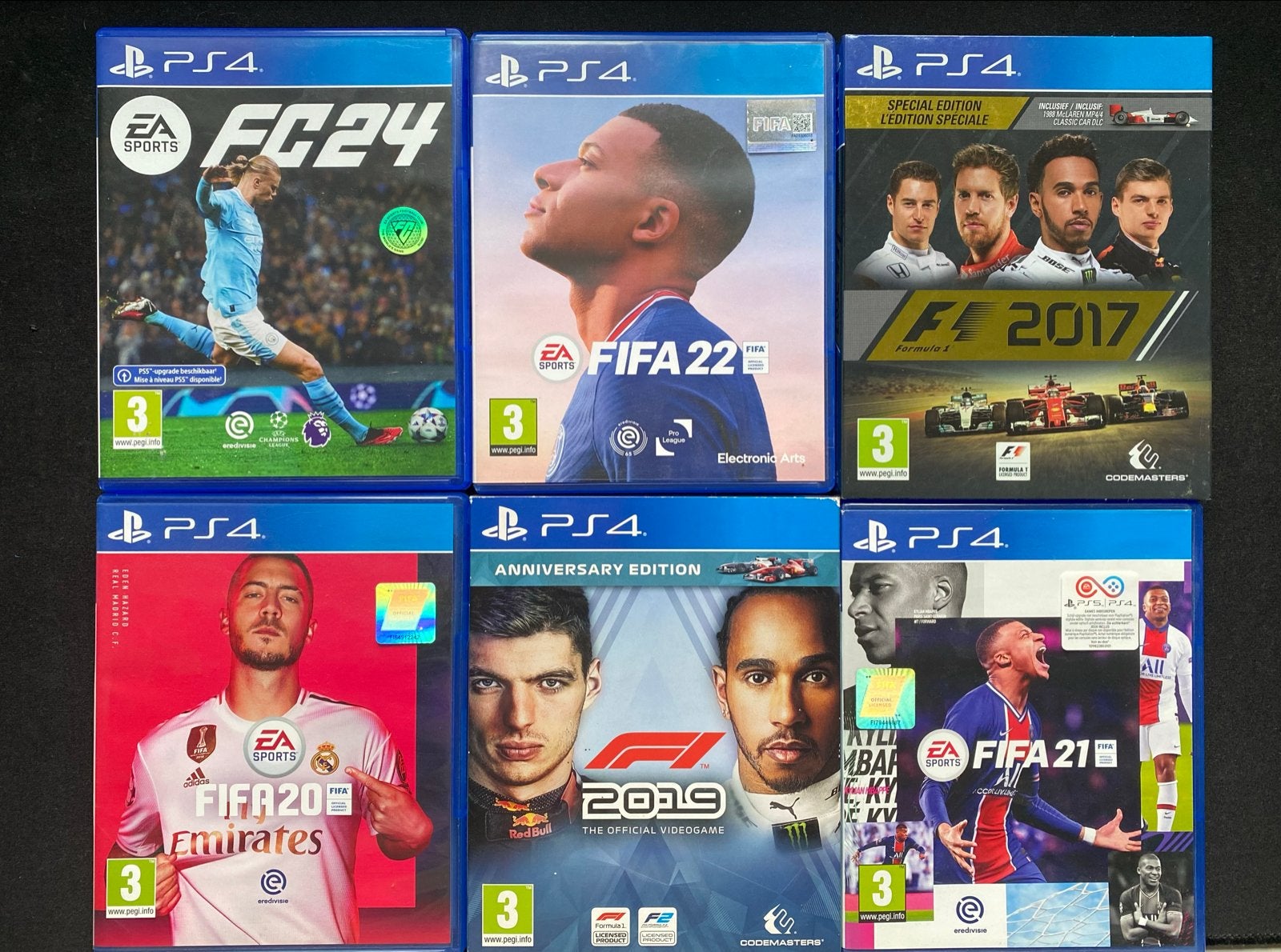 PS4 Games: FC24, FIFA 22, F1 2017, FIFA 20, F1 2019, FIFA 21, Gebruikt, Eén computer, Ophalen of Verzenden, Sport