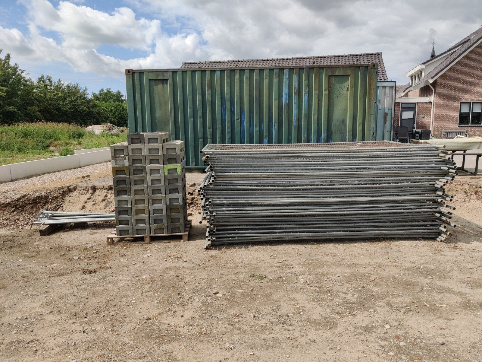 Bouwhekken, schoren, kunststof voeten en klemmen, Ophalen, Gebruikt