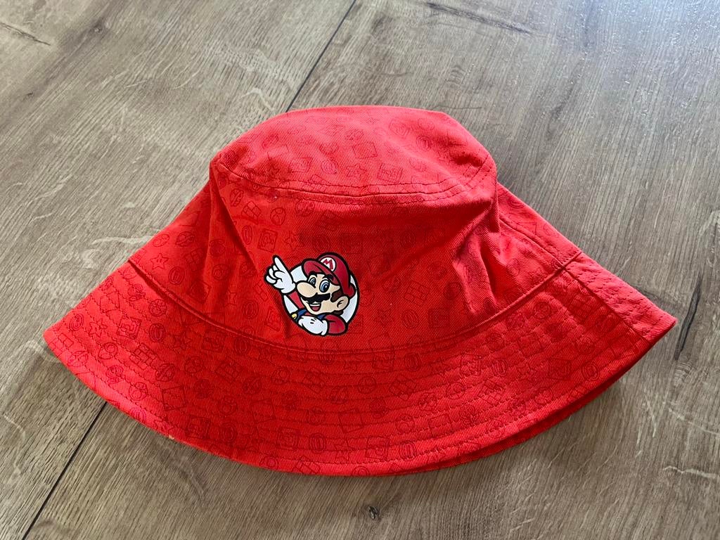 Vissershoedje buckethead Mario met Mario pin, Ophalen of Verzenden, Nieuw, One size fits all, Hoed
